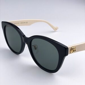 NEW GUCCI LOGO GG1002SK 004 Black White Gray Round Women Sunglasses